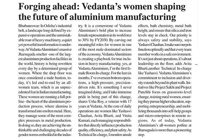 Forging ahead: Vedanta’s women shaping the future of aluminium manufacturing
